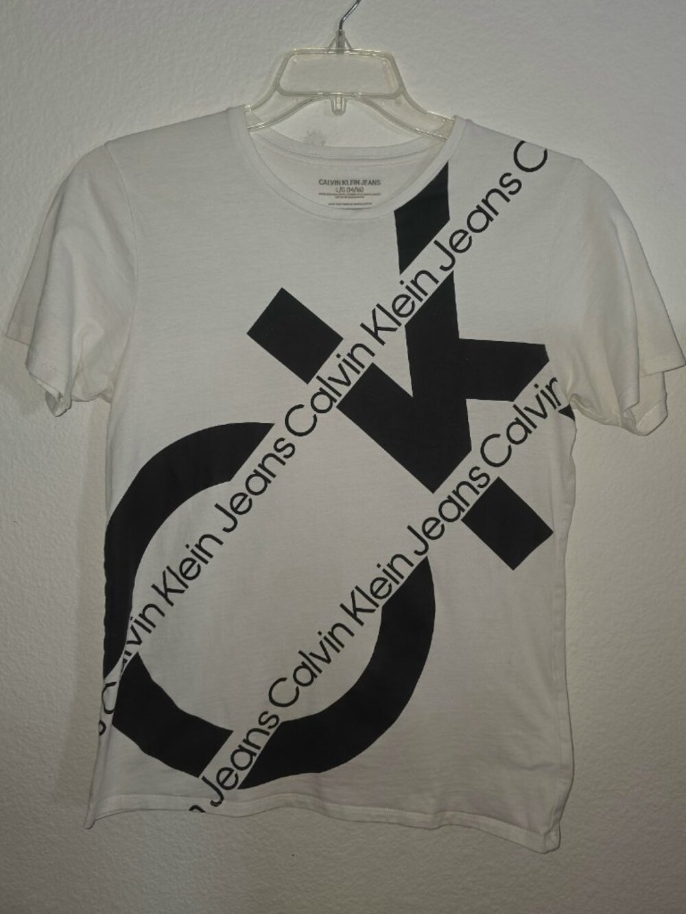 Calvin Klein Jeans Boys T-Shirt White CK Logo Size L (14-16)